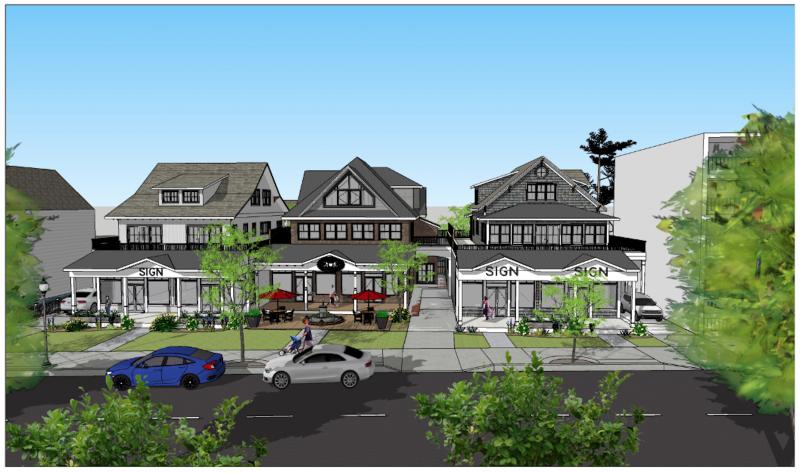 After sitting vacant for years, plans have been submitted to Rehoboth Beach that would turn 413, 415 and 417 Rehoboth Ave. into a trio of three-story, mixed-use structures. SUBMITTED IMAGE